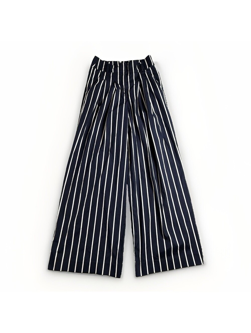 New Veronica Beard Pants Sz 8 Maliyah Cotton High Rise Wide Leg Blue NO BELT! - Picture 2 of 8